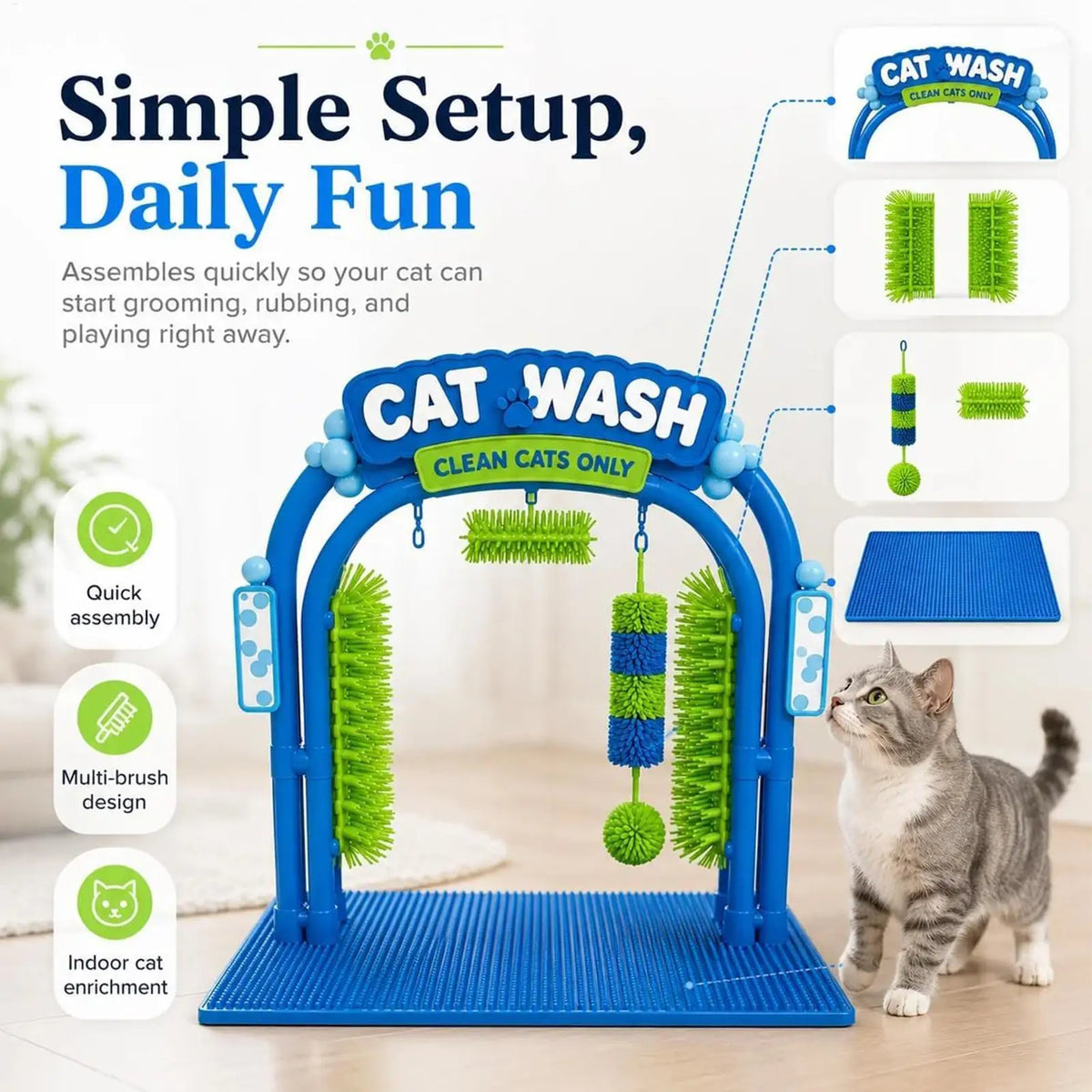 PurrClean™ 🐱🛁 — Easy Self-Grooming Cat Wash Station