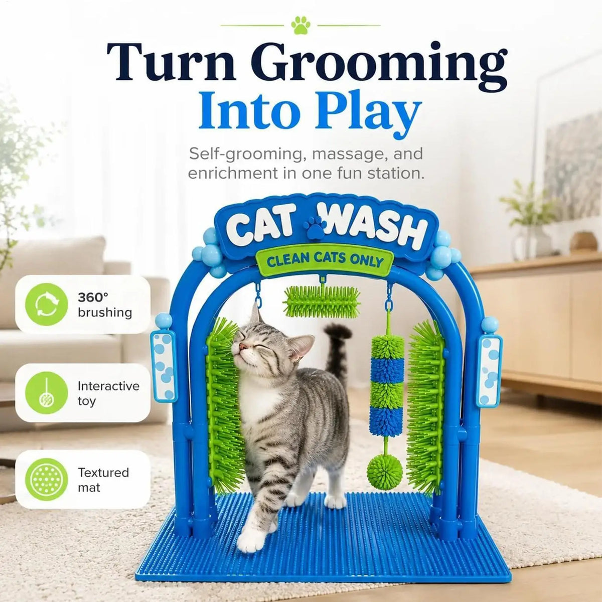PurrClean™ 🐱🛁 — Easy Self-Grooming Cat Wash Station